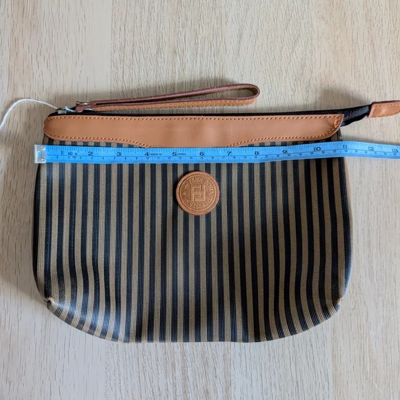 Fendi Black and Tan Striped Pouch